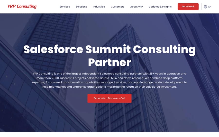 VRP Consulting's homepage, captured October 30, 2026