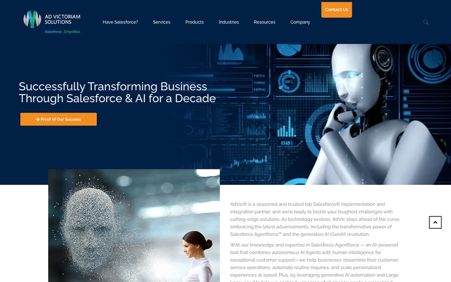 Ad Victoriam Solutions' homepage, captured October 30, 2026