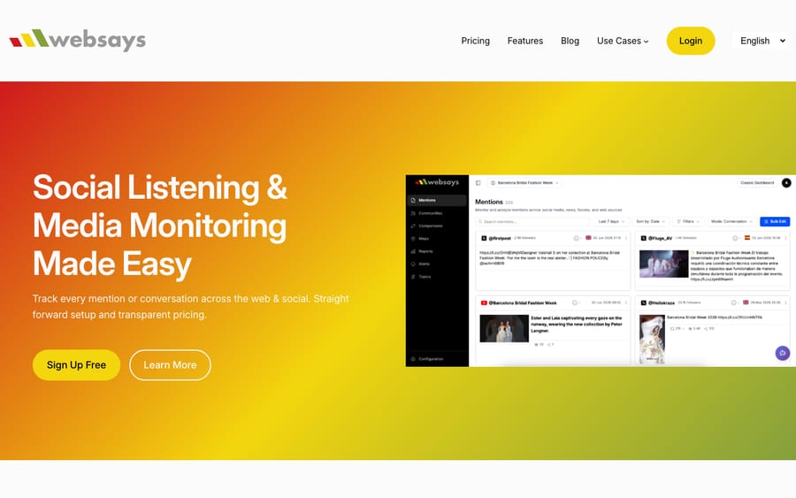 Websays' homepage, captured October 30, 2026