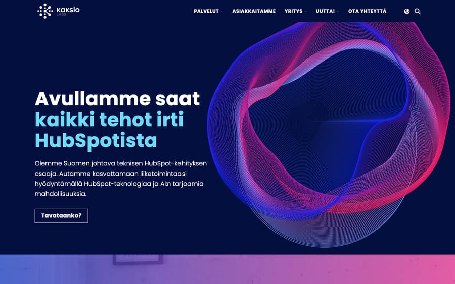 Kaksio Labs' homepage, captured October 30, 2026