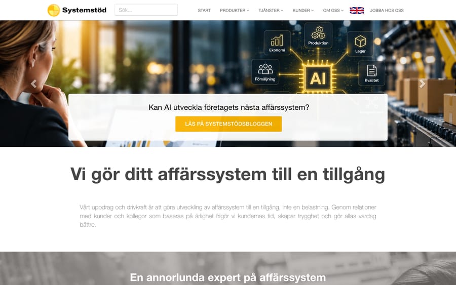 Systemstöd's homepage, captured October 30, 2026