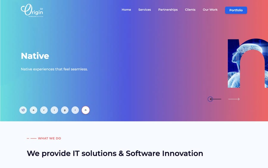 Origin Technology Solutions' homepage, captured October 30, 2026
