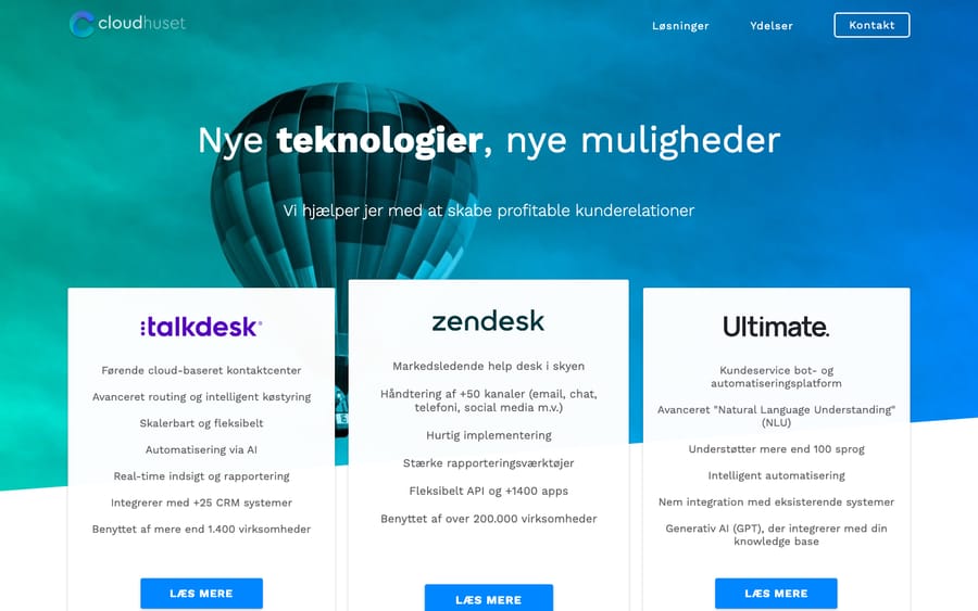 Cloudhuset's homepage, captured October 30, 2026
