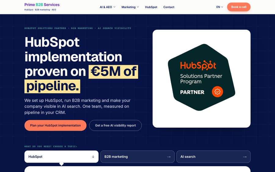 Prime B2B Services' homepage, captured October 30, 2026