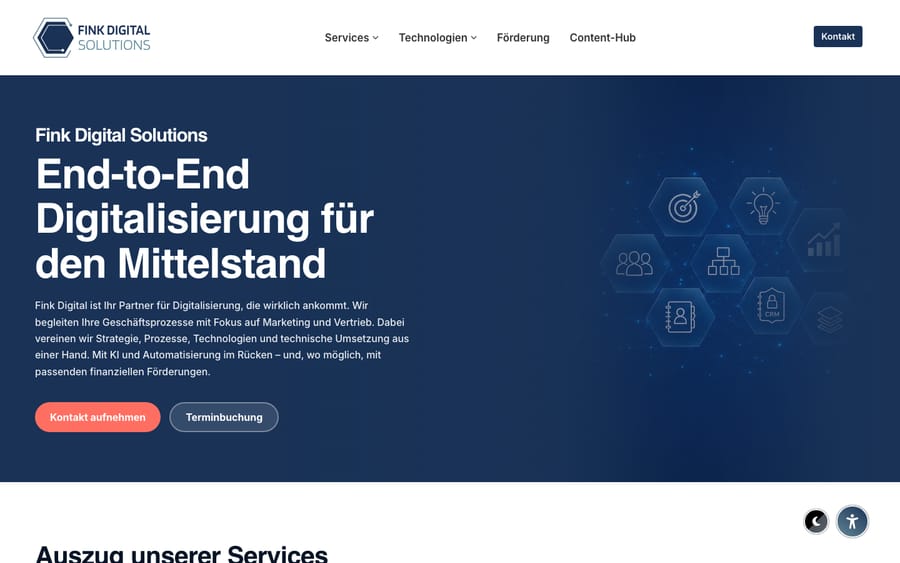 Fink Digital Solutions' homepage, captured October 30, 2026