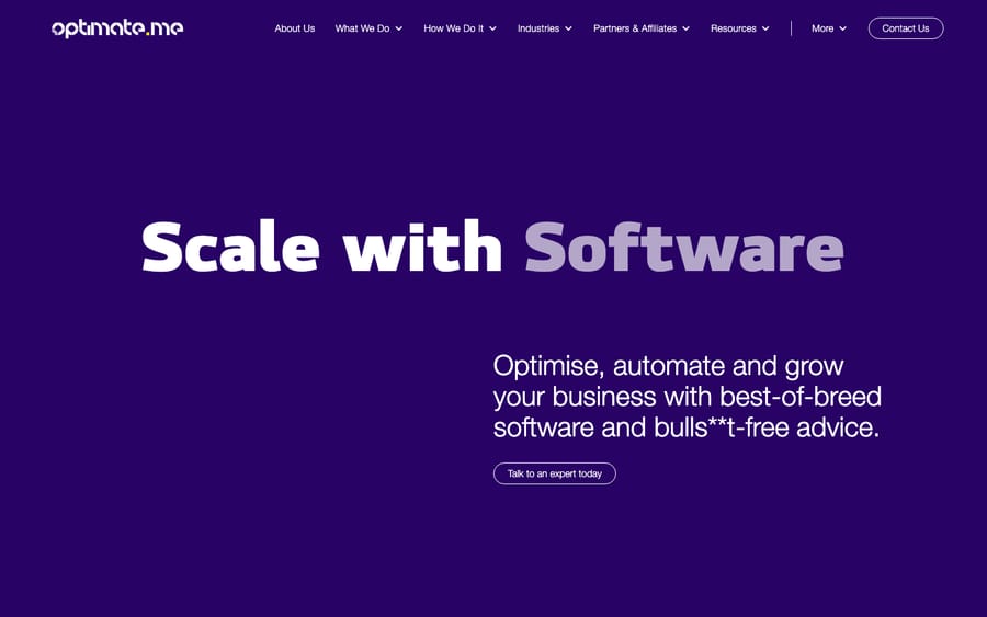 Optimate's homepage, captured October 30, 2026