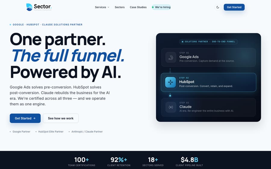 Sector Growth's homepage, captured October 30, 2026