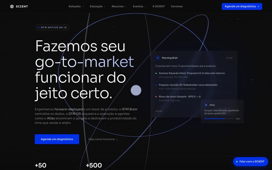 SCIENT's homepage, captured October 30, 2026