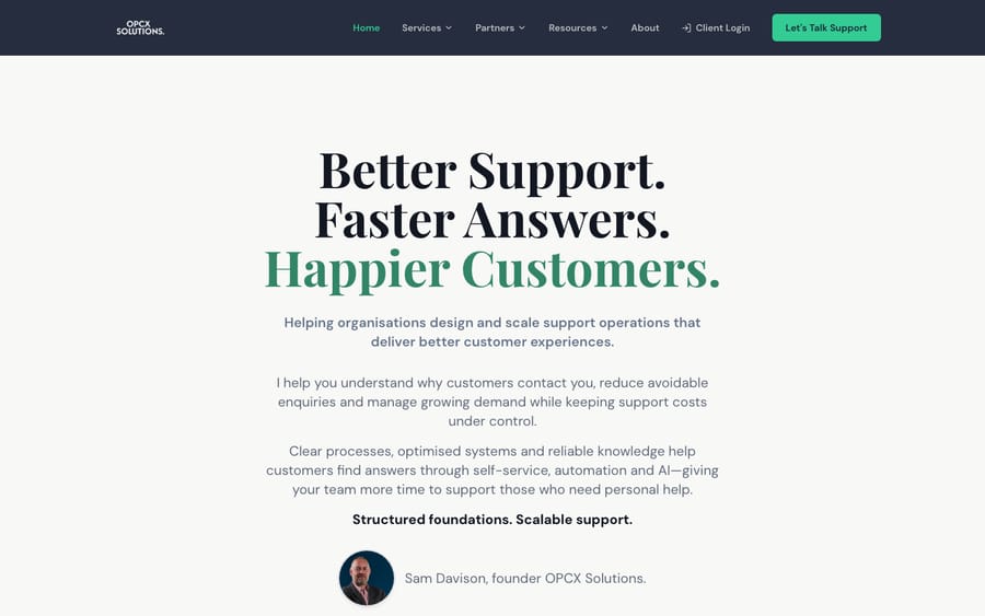 OPCX Solutions' homepage, captured October 30, 2026