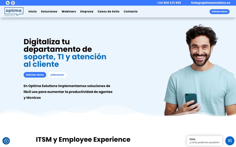 Optima Solutions' homepage, captured October 30, 2026